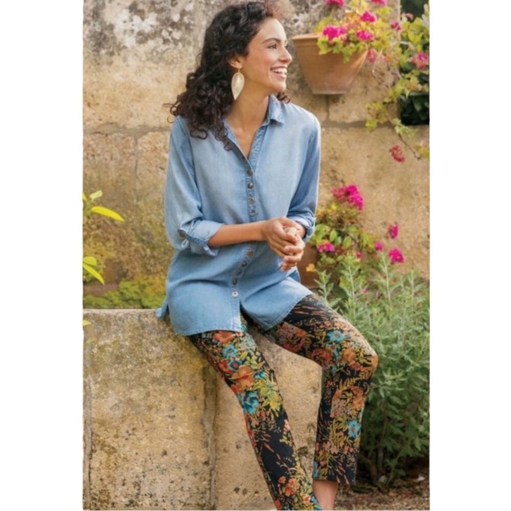Soft Surroundings In Bloom Floral Ankle Pull on Pants